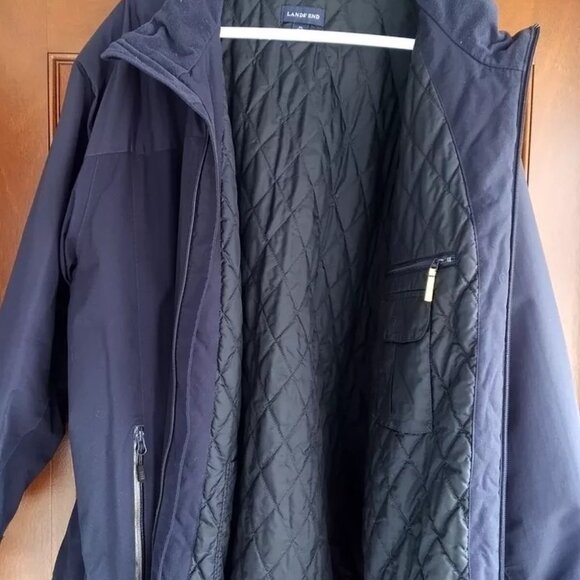 Land's End Men's 3XL Big Insulated Wind/Waterproof AquaCheck Jacket Coat w/Hood - Picture 2 of 9